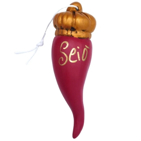 Corno imperiale con frase portafortuna 13 cm