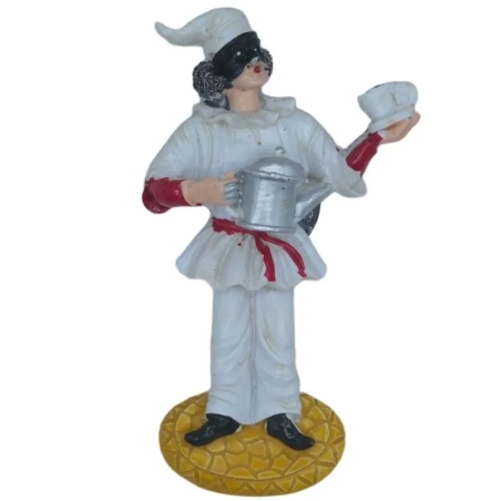Pulcinella in resina che fa il caffè con magnete 6 cm