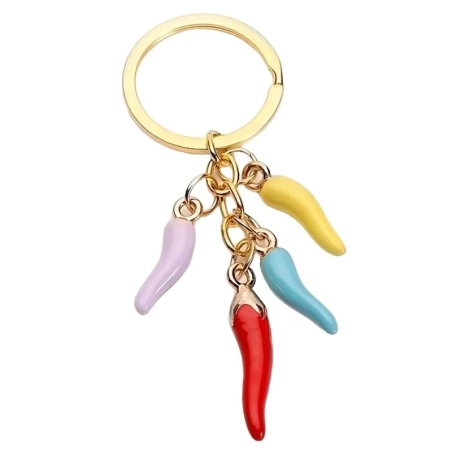 Portachiavi con corni colorati in metallo 6 cm con scatola regalo