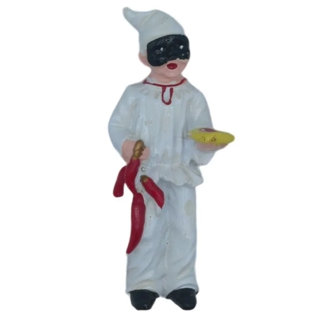 Pulcinella con pizza in resina con magnete 6 cm