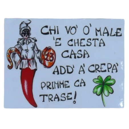 Calamita di Pulcinella con frase scaramantica in legno 6 cm
