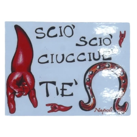 Calamita di Pulcinella con frase antisfiga in legno 6 cm