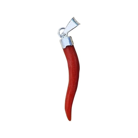 Gioiello Ciondolo con corno in corallo 4 cm in scatola regalo