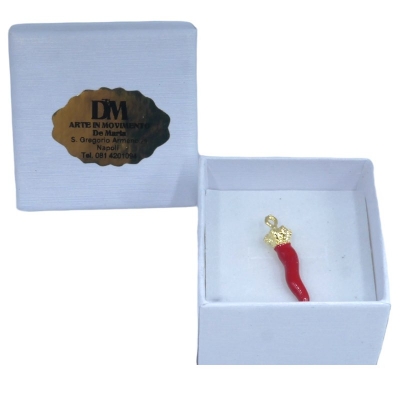 Gioiello Ciondolo con corno in metallo 2-3 cm in scatola regalo