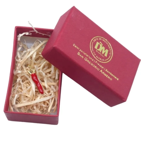 Ciondolo corno in metallo 2 cm con scatola regalo