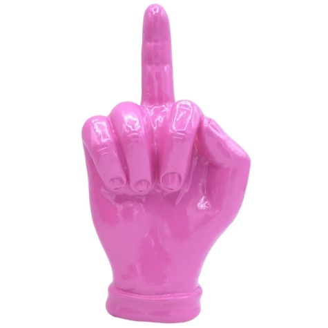 Mano dito medio fucsia in ceramica 18 cm