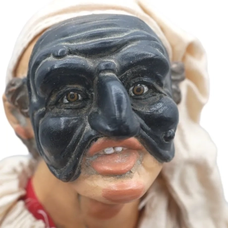 Pulcinella stile 700 con mandolino seduto su sedia 40 cm