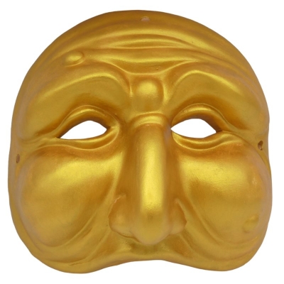 Maschera di Pulcinella oro in terracotta 15 cm