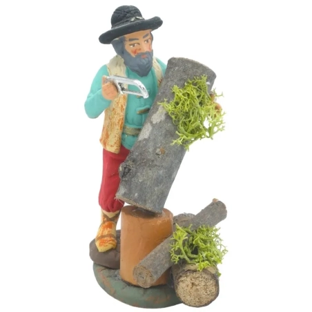 Boscaiolo che spacca la legna in terracotta 10 cm