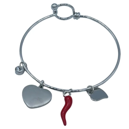 Bracciale con corno portafortuna rosso cm