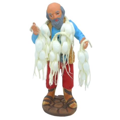 Uomo con ceppo di aglio in terracotta 10 cm