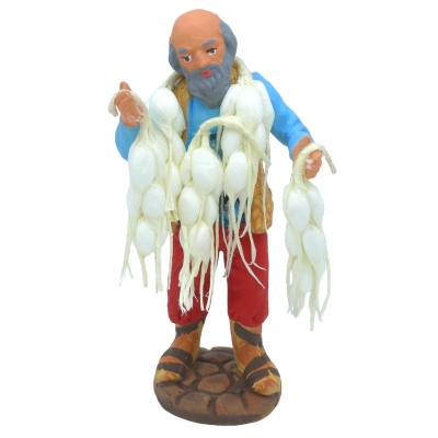 Uomo con ceppo di aglio in terracotta 10 cm