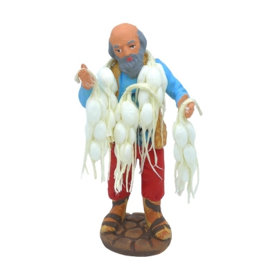 Uomo con ceppo di aglio in terracotta 7 cm