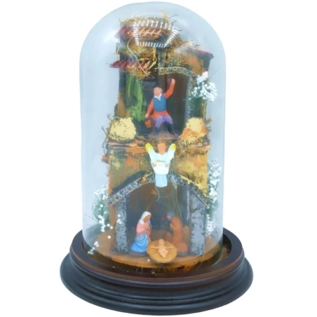 Presepe in campana 15 cm con pastori 2 cm