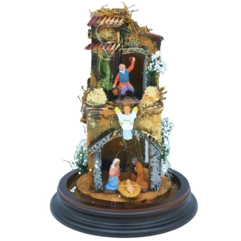 Presepe in campana 15 cm con pastori 2 cm