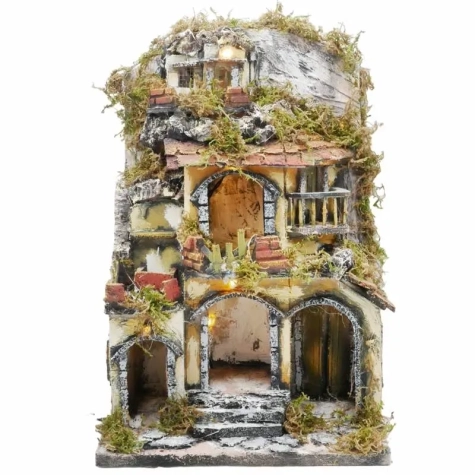 Presepe borgo completo di luci e pastori 35 cm 2
