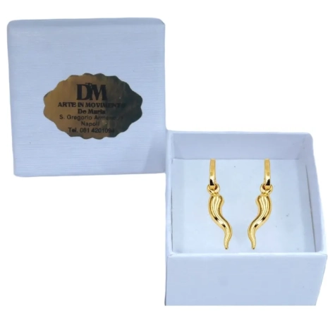 Coppia di orecchini con corno d'orato 1 cm 2
