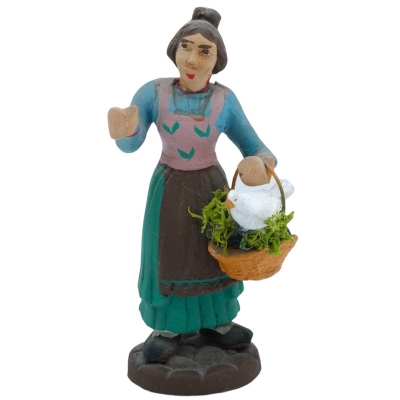Donna con piccione in terracotta 10 cm