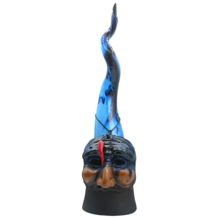 Corno di Pulcinella in ceramica  azzurro multicolore 40 cm