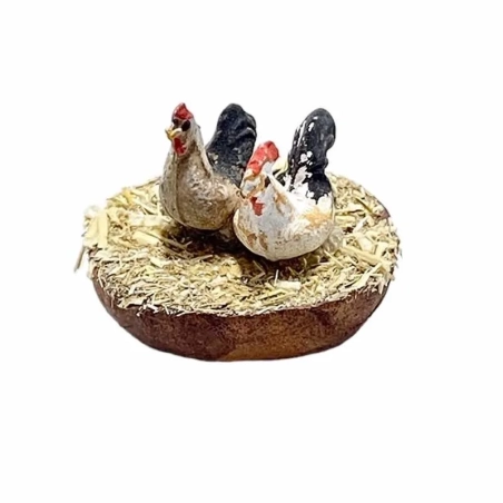 Gallina con uova in terracotta per pastori da 7 a 12 cm