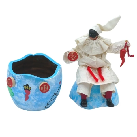 Pulcinella stile 700 seduto su uovo di pasqua 25 cm 2