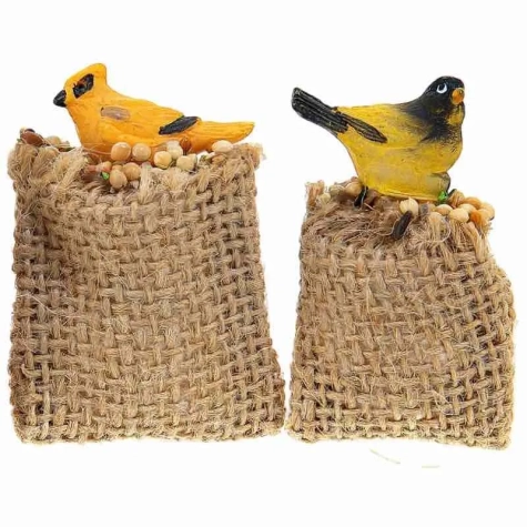 Set da 2 Pappagalli su sacchi di grano pastori da 7 a 12 cm