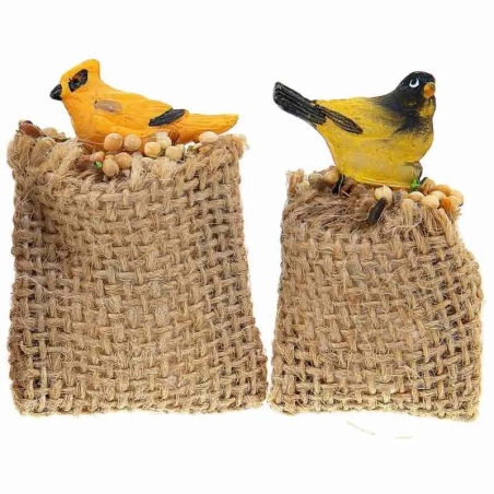 Set da 2 Pappagalli su sacchi di grano pastori da 7 a 12 cm