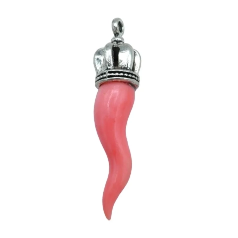 Gioiello Ciondolo con corno rosa in corallo 4 cm in scatola regalo 2