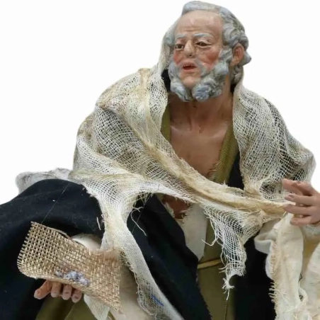 Mendicante con vestiti in stoffa san leucio ed occhi in vetro 25 cm