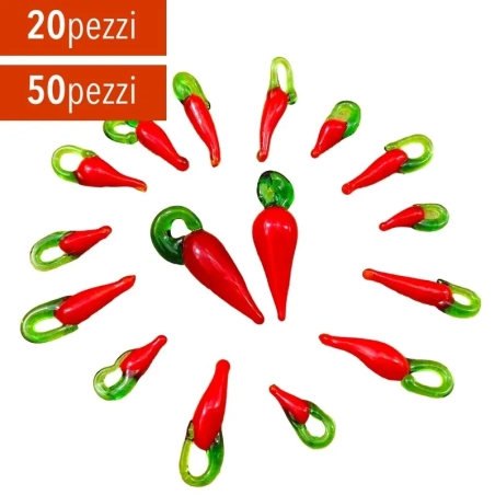 20  Ciondolo corno portafortuna in vetro 3 cm