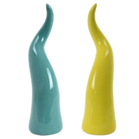 Corno vintage in ceramica da tavolo 13 cm - VARI COLORI