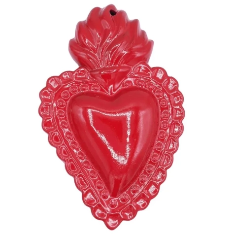 Cuore sacro rosso in ceramica 15 o 20 cm