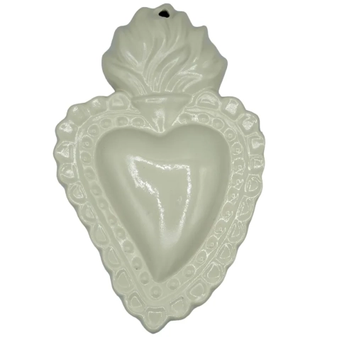 Cuore sacro bianco in ceramica 15 o 20 cm