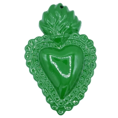 Cuore sacro verde in ceramica 15 o 20 cm