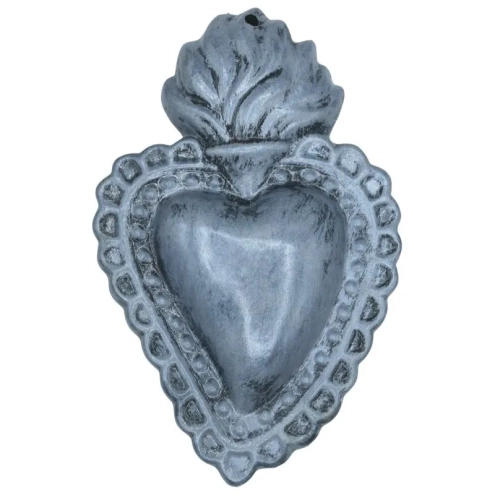 Cuore sacro argento metalizzato in ceramica 15 o 20 cm