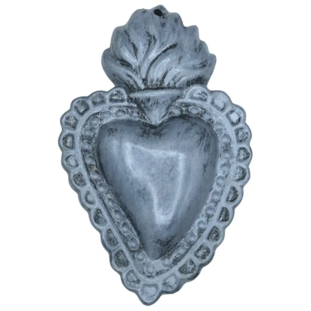 Cuore sacro argento metalizzato in ceramica 15 o 20 cm