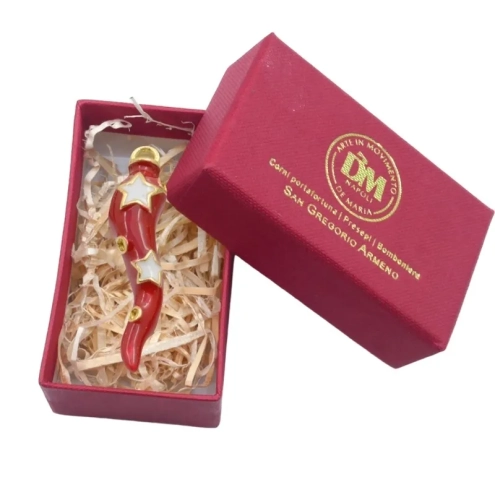 Ciondolo con corno speciale rosso in metallo 2 cm