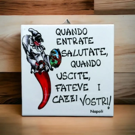Appendino in ceramica con frase scaramantica 10 cm