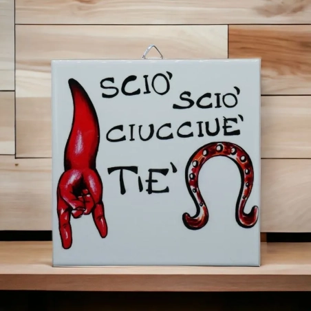 Appendino in ceramica con frase fortunata 16 cm