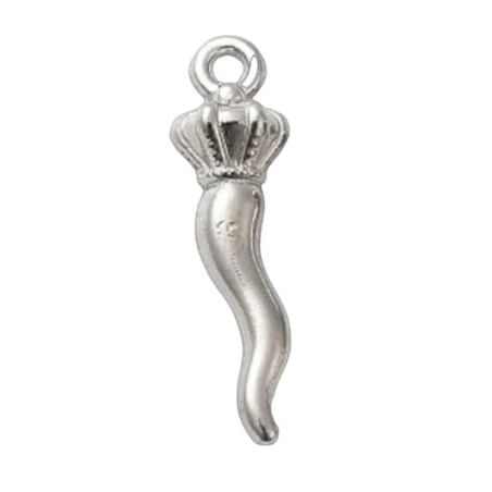 Gioiello Ciondolo corno nero in metallo 2 cm con scatola regalo