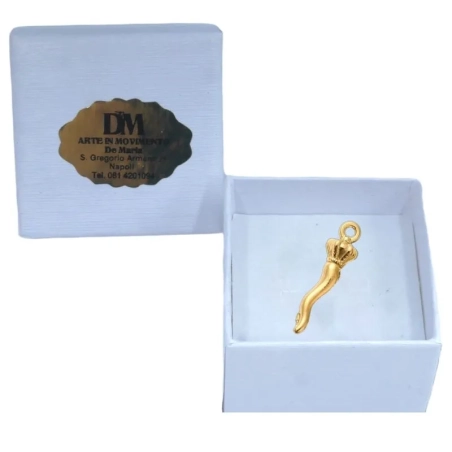 Gioiello Ciondolo con corno oro in metallo 2-3 cm in scatola regalo