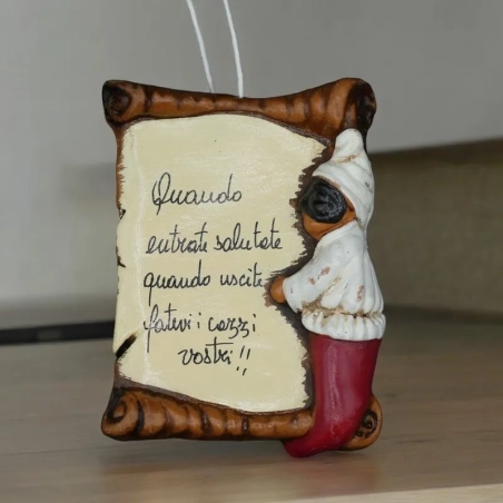 Mattonella di Pulcinella con frase portafortuna 10 cm