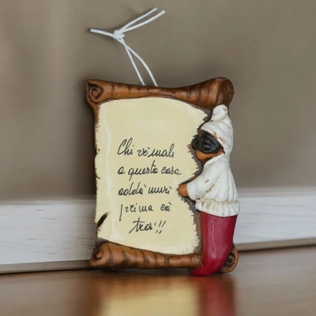 Mattonella di Pulcinella con frase scaramantica 10 cm