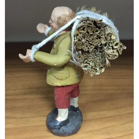 Contadino che trasporta fascine pastore terracotta 10 cm | Pastore per presepe 