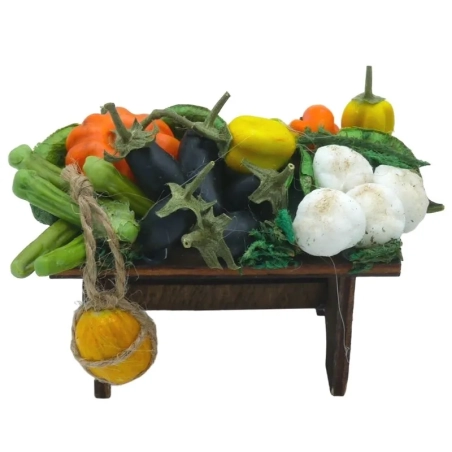 Tavolo con verdure in cera per pastori da 7 a 12 cm