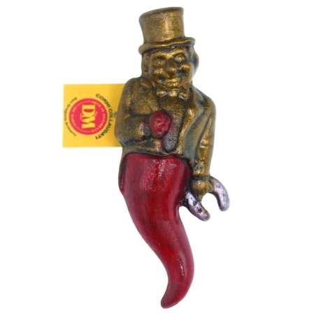 Corno rosso antico con gobbo sicò sciò 11 cm