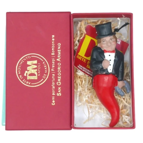 Gobbocorno in terracotta napoletano 12 cm con scatola regalo 2