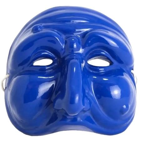 Maschera di Pulcinella blu 15 cm