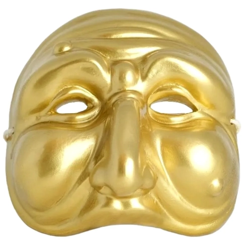 Maschera di Pulcinella giallo oro 15 cm