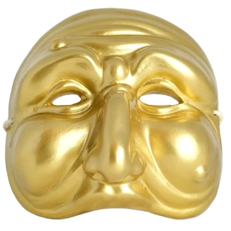 Maschera di Pulcinella giallo oro 15 cm